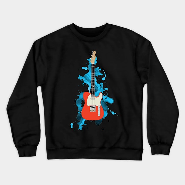 T-Style Electric Guitar Fiesta Red Color Crewneck Sweatshirt by nightsworthy